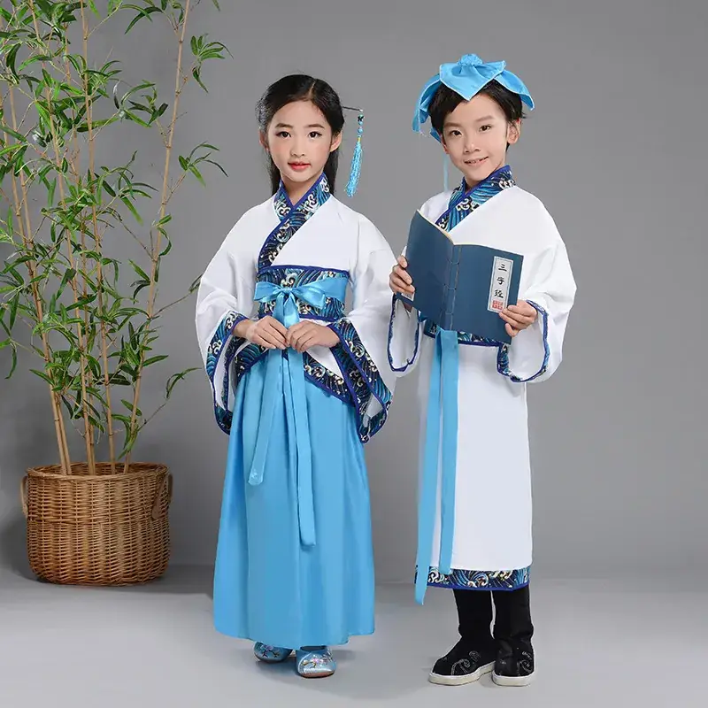 Children Hanfu Costume Red White Primary School Guoxue - Image 9