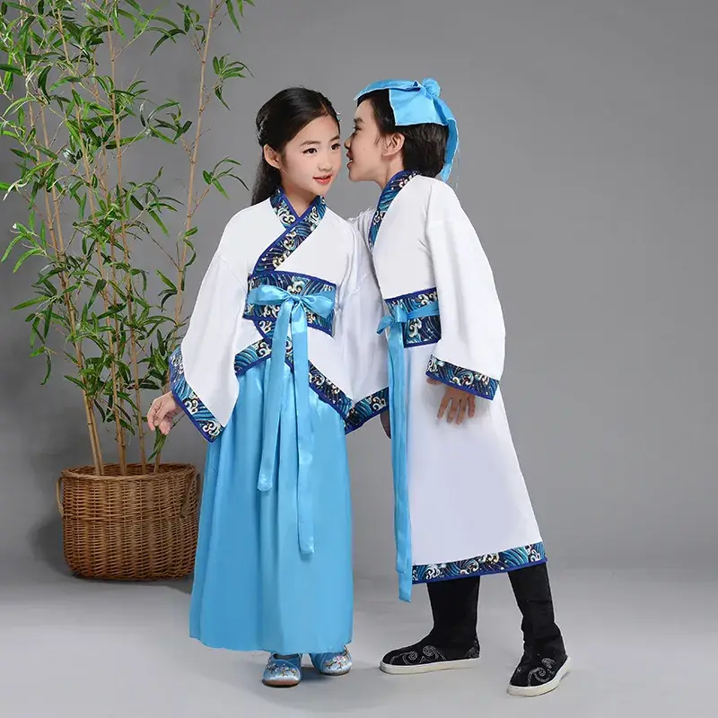 Children Hanfu Costume Red White Primary School Guoxue - Image 10