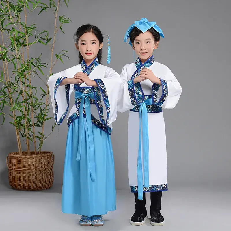 Children Hanfu Costume Red White Primary School Guoxue - Image 12
