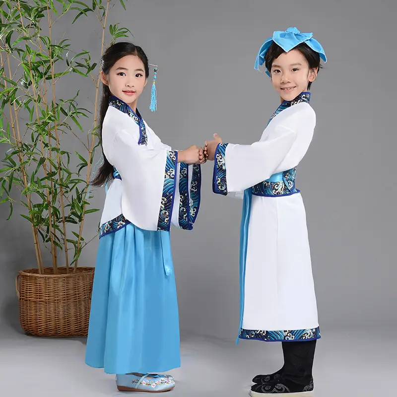 Children Hanfu Costume Red White Primary School Guoxue — feature 4