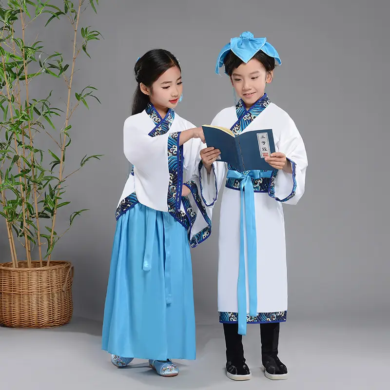 Children Hanfu Costume Red White Primary School Guoxue — feature 5