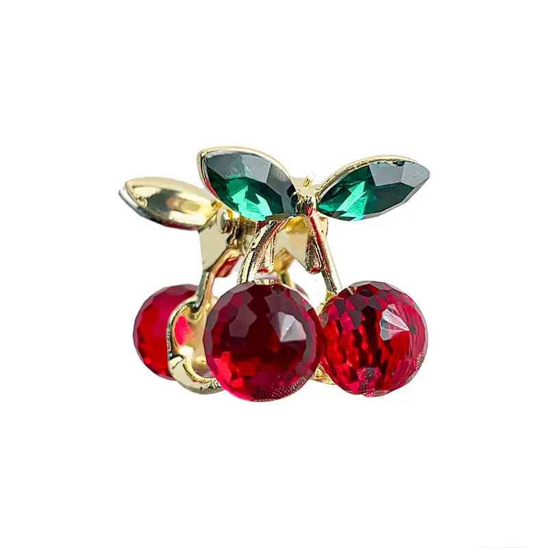 Alloy Cherry Hair Clip Red Green Mini Grab - Image 11