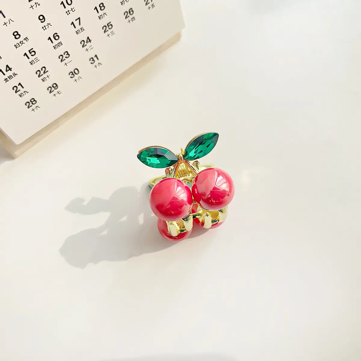 Alloy Cherry Hair Clip Red Green Mini Grab - Image 6