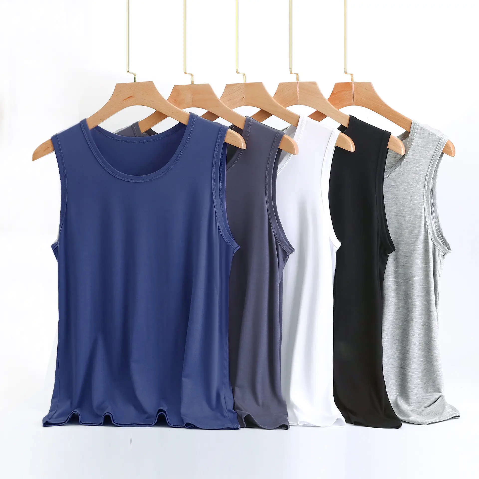 Summer Men's Blue Bit Cotton Sleeveless Vest Large - Image 12