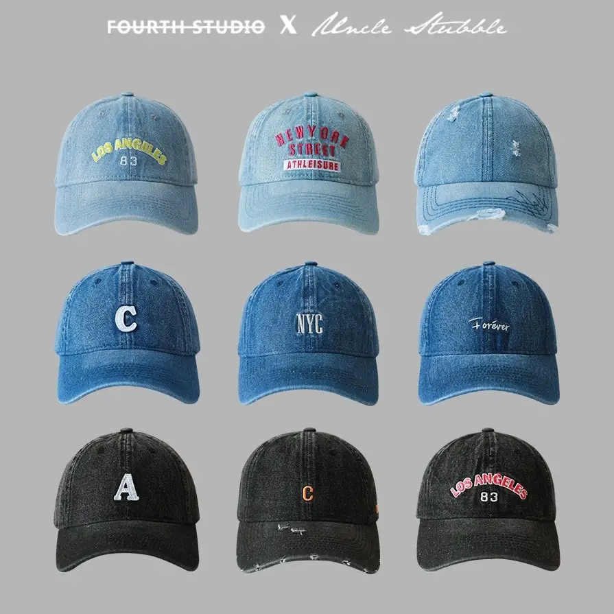 Uncle Stubbies Denim Peaked Cap Blue Vintage Wash - Image 16