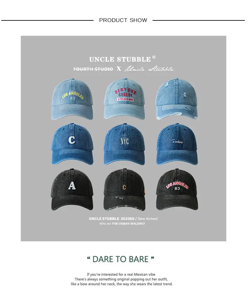 Uncle Stubbies Denim Peaked Cap Blue Vintage Wash — feature 1