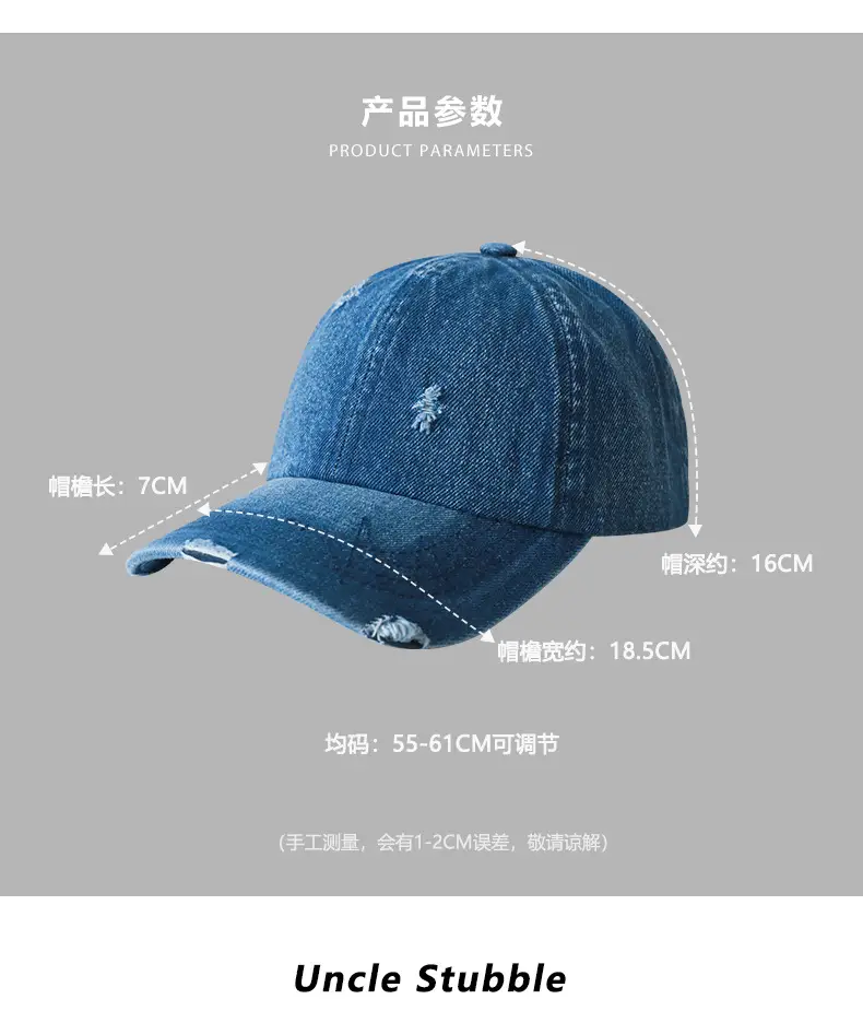 Uncle Stubbies Denim Peaked Cap Blue Vintage Wash — feature 2