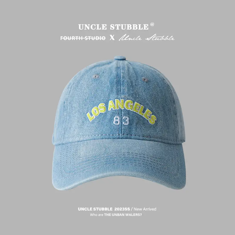Uncle Stubbies Denim Peaked Cap Blue Vintage Wash - Image 10