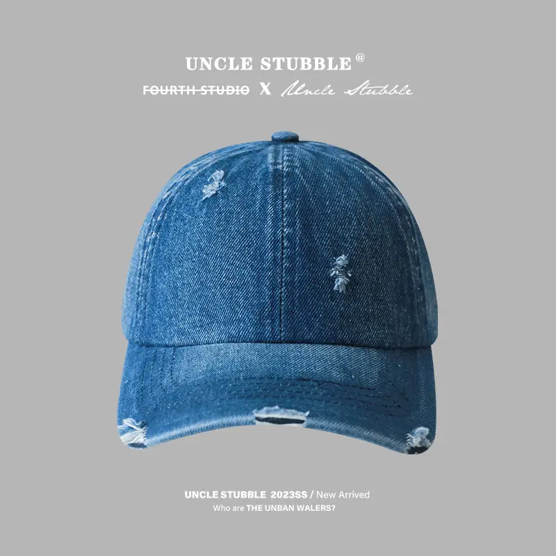 Uncle Stubbies Denim Peaked Cap Blue Vintage Wash - Image 2