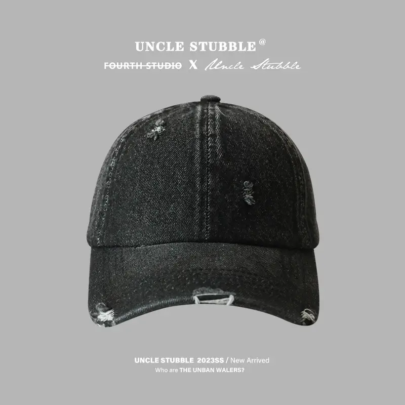 Uncle Stubbies Denim Peaked Cap Blue Vintage Wash - Image 3