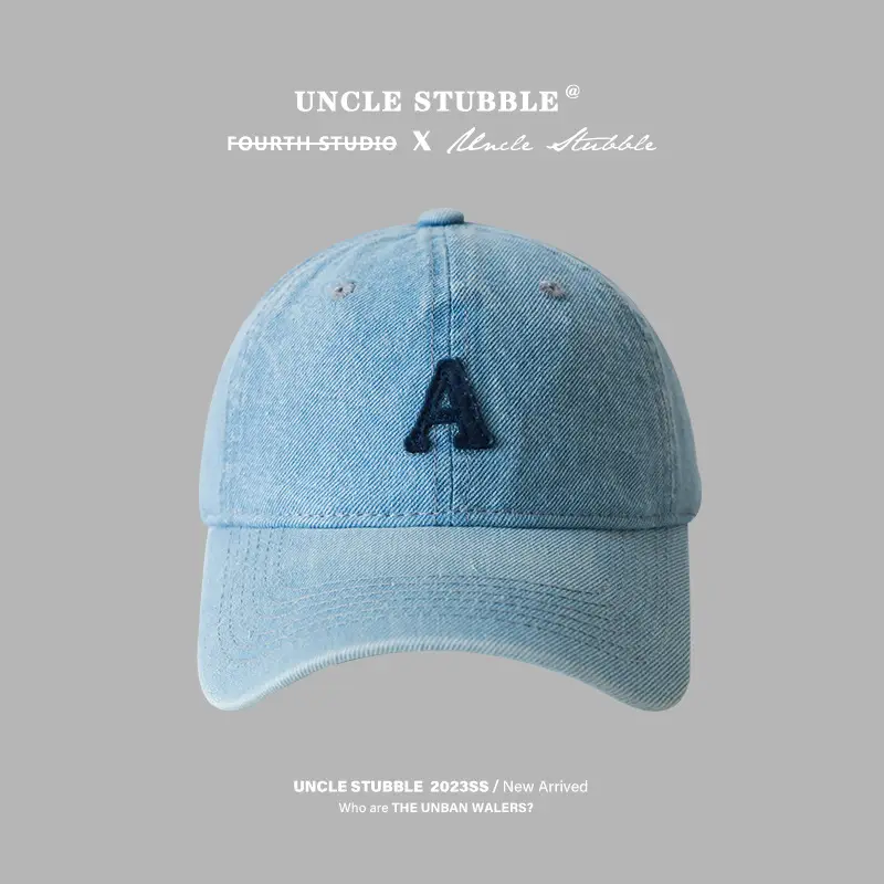 Uncle Stubbies Denim Peaked Cap Blue Vintage Wash - Image 4