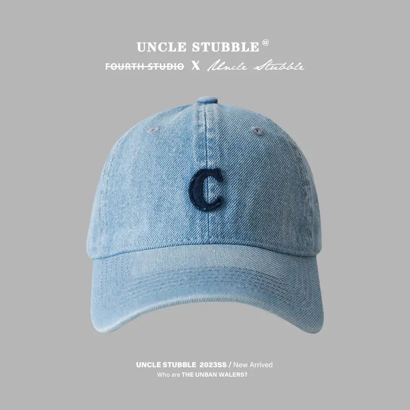 Uncle Stubbies Denim Peaked Cap Blue Vintage Wash - Image 6