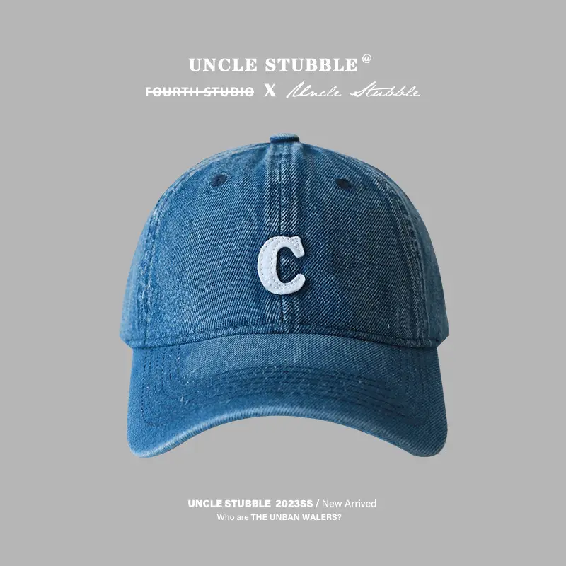 Uncle Stubbies Denim Peaked Cap Blue Vintage Wash - Image 7