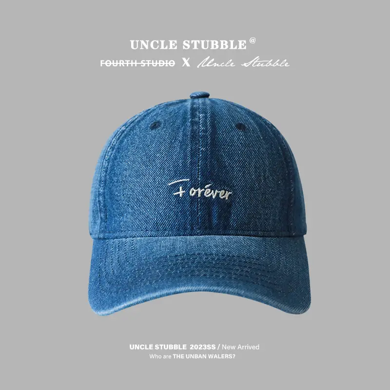 Uncle Stubbies Denim Peaked Cap Blue Vintage Wash - Image 8