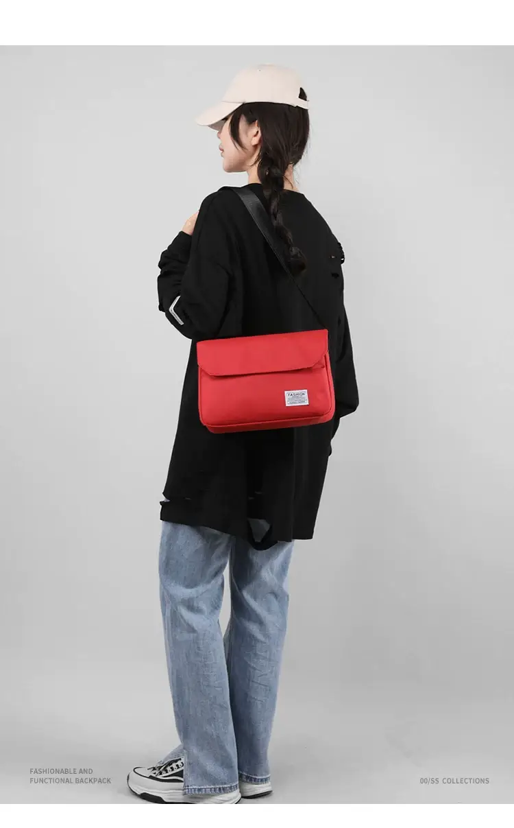 Men's Black Messenger Bag Large Capacity Japanese Casual Style — feature 10
