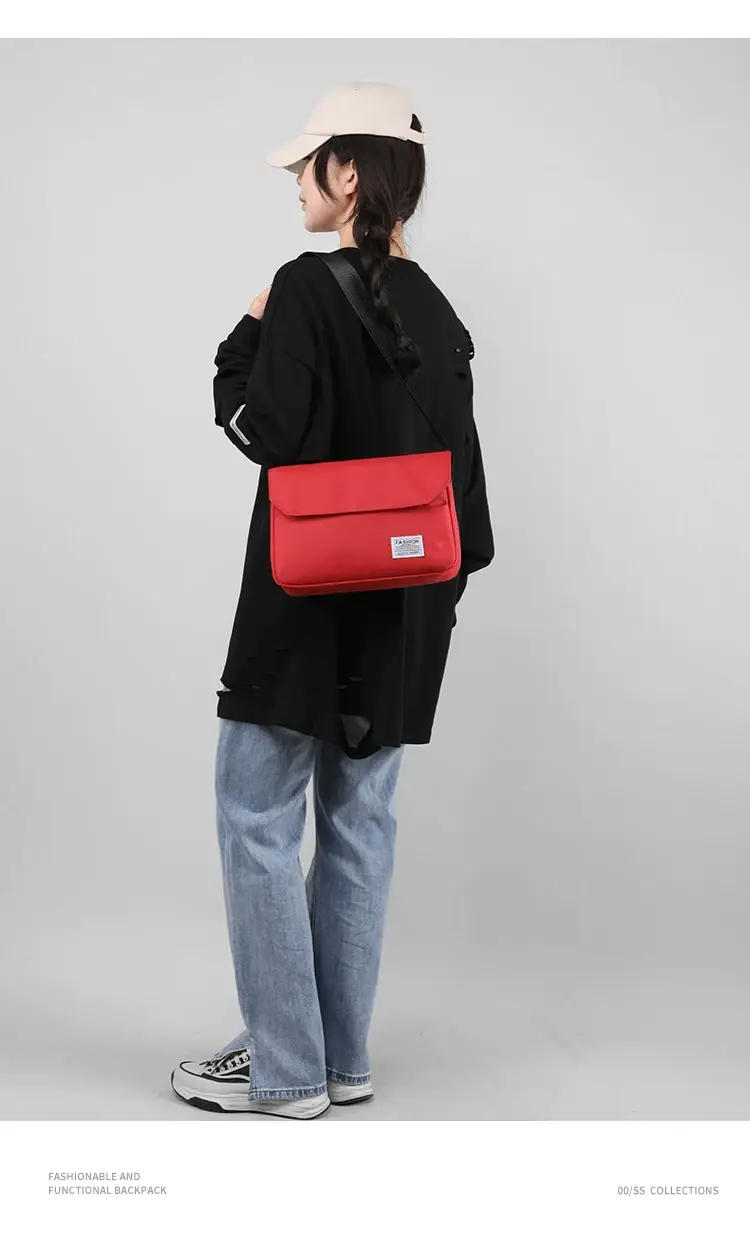 Men's Black Messenger Bag Large Capacity Japanese Casual Style — feature 13