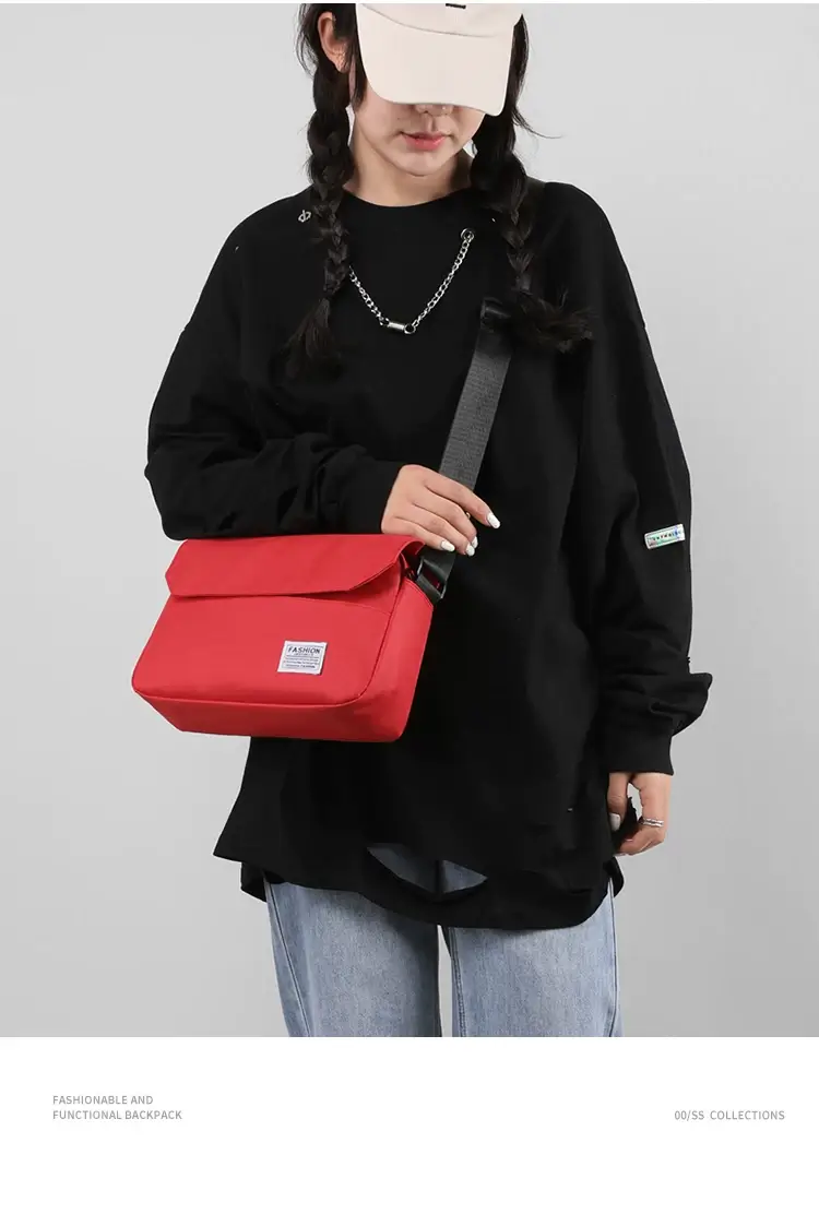 Men's Black Messenger Bag Large Capacity Japanese Casual Style — feature 14