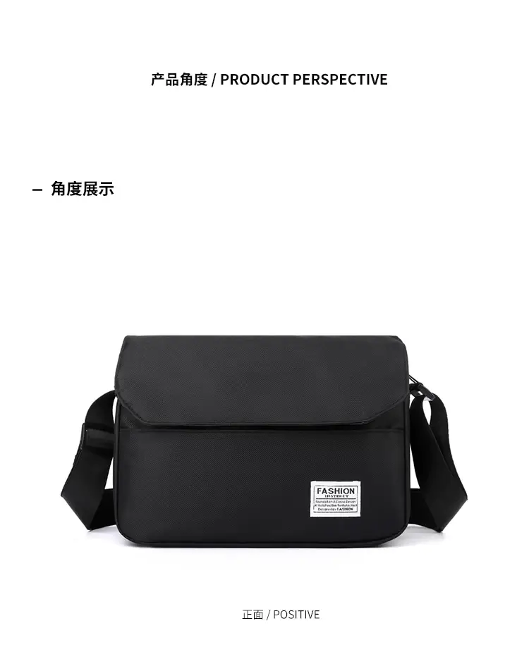 Men's Black Messenger Bag Large Capacity Japanese Casual Style — feature 15