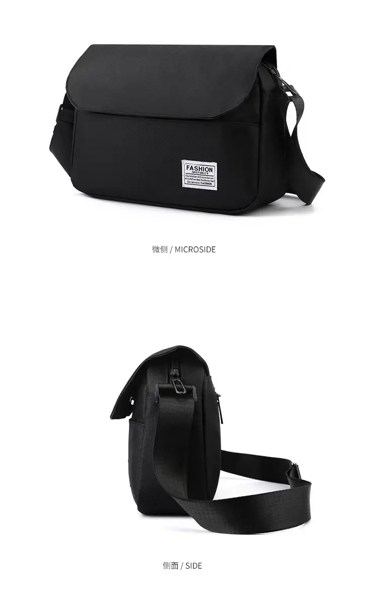 Men's Black Messenger Bag Large Capacity Japanese Casual Style — feature 17