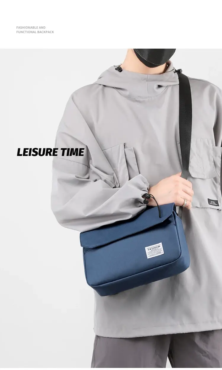 Men's Black Messenger Bag Large Capacity Japanese Casual Style — feature 6