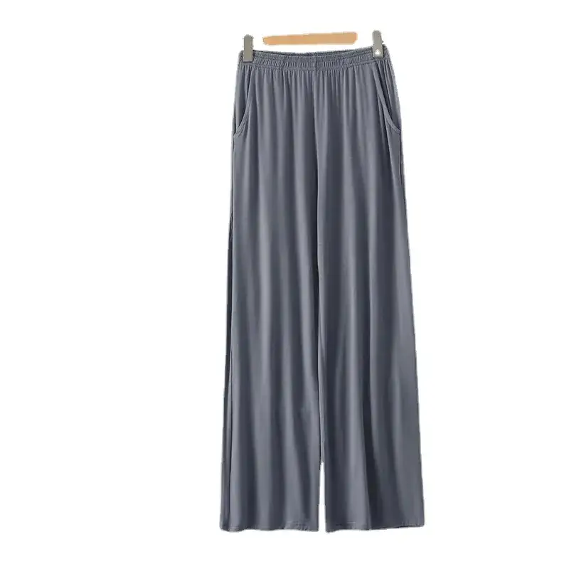 Black Wide-leg Pocket Modal Pajama Pants for Women - Image 27