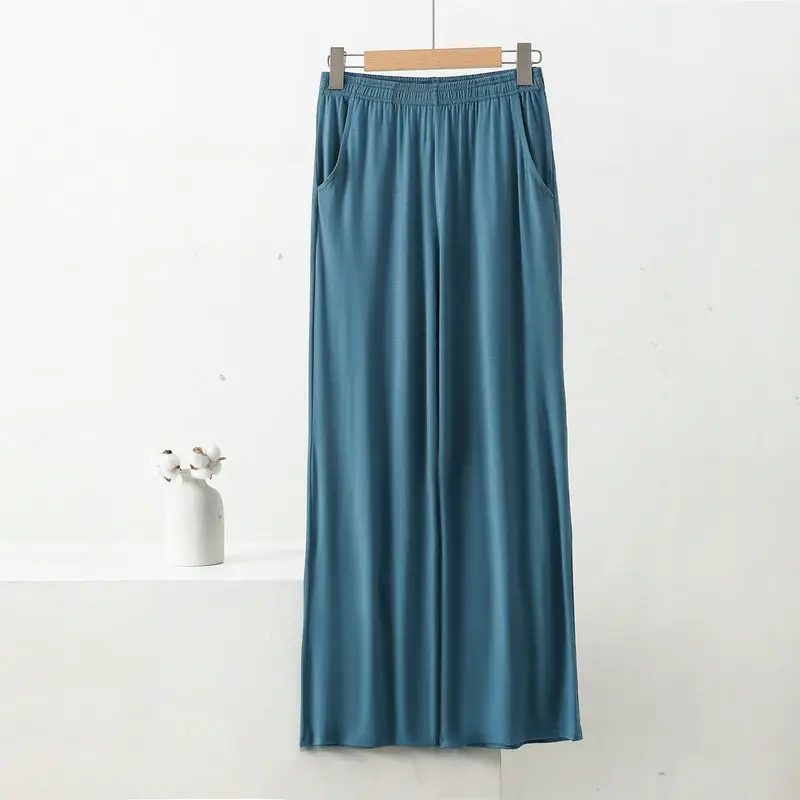 Black Wide-leg Pocket Modal Pajama Pants for Women — feature 10