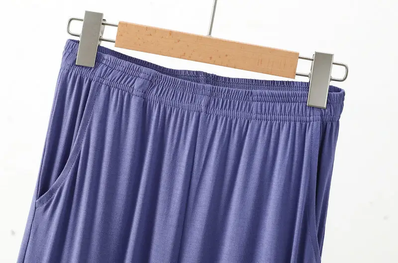 Black Wide-leg Pocket Modal Pajama Pants for Women — feature 12