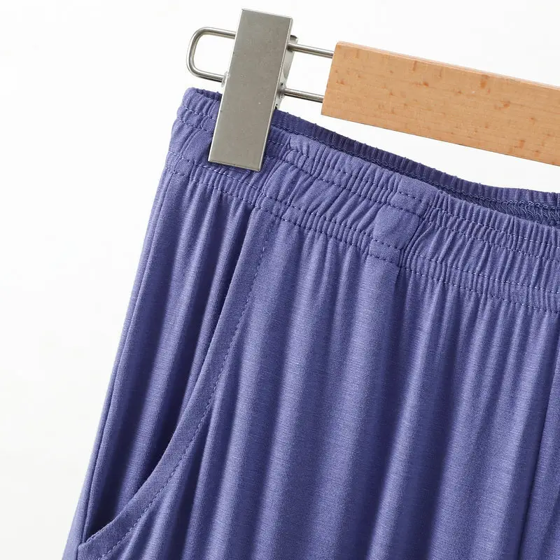 Black Wide-leg Pocket Modal Pajama Pants for Women — feature 13