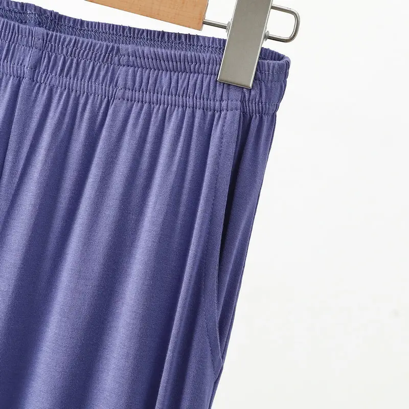 Black Wide-leg Pocket Modal Pajama Pants for Women — feature 14