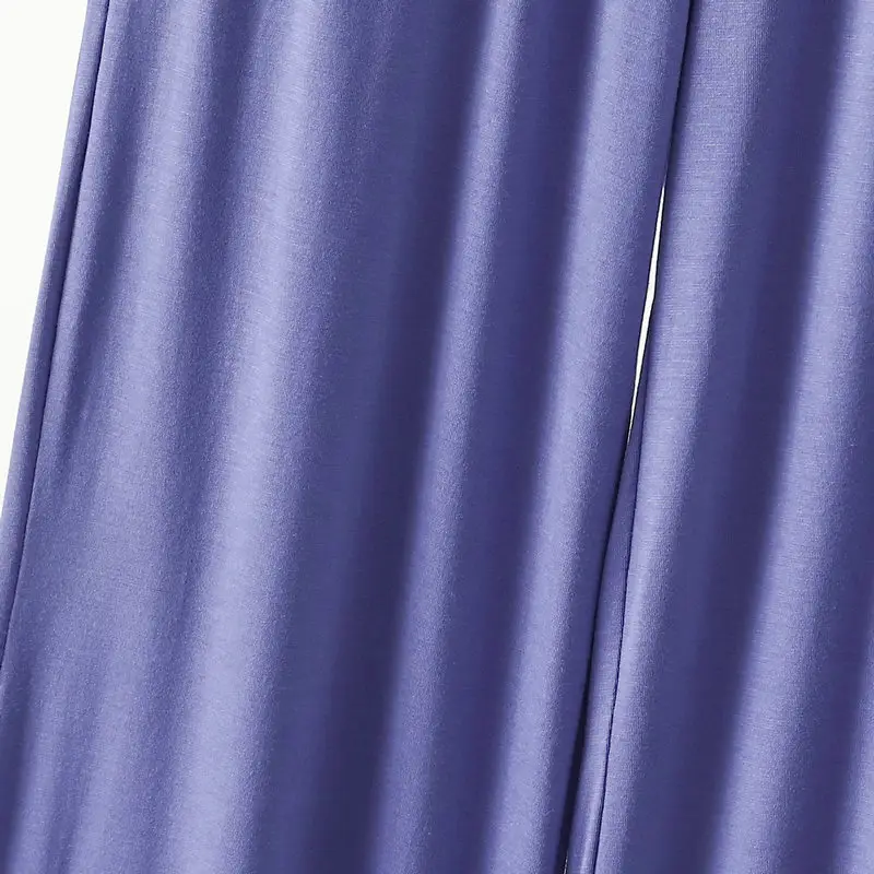 Black Wide-leg Pocket Modal Pajama Pants for Women — feature 15