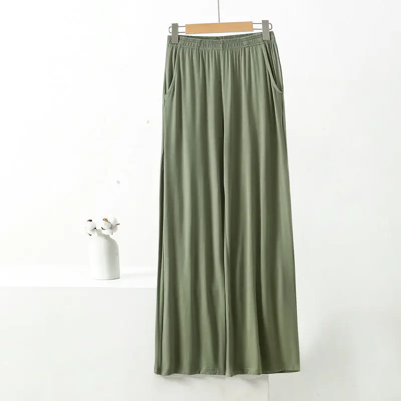 Black Wide-leg Pocket Modal Pajama Pants for Women — feature 8