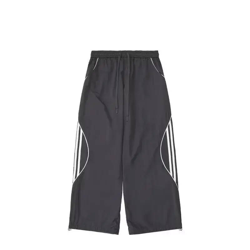 Men Wide Leg Striped Sports Pants Black Spring Fall - Image 7