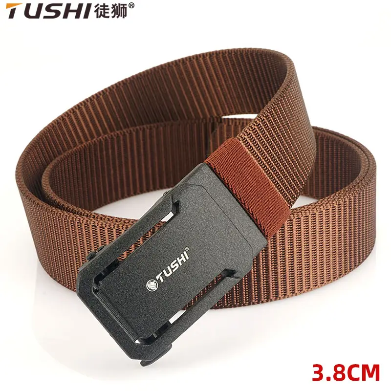 Men's Brown Canvas Belt with Automatic Buckle 3.8cm - Image 9