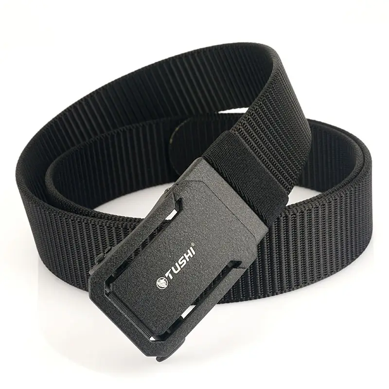 Men's Brown Canvas Belt with Automatic Buckle 3.8cm
