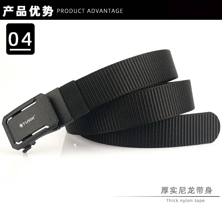 Men's Brown Canvas Belt with Automatic Buckle 3.8cm β feature 10