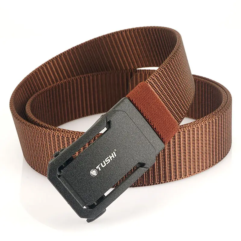 Men's Brown Canvas Belt with Automatic Buckle 3.8cm - Image 6
