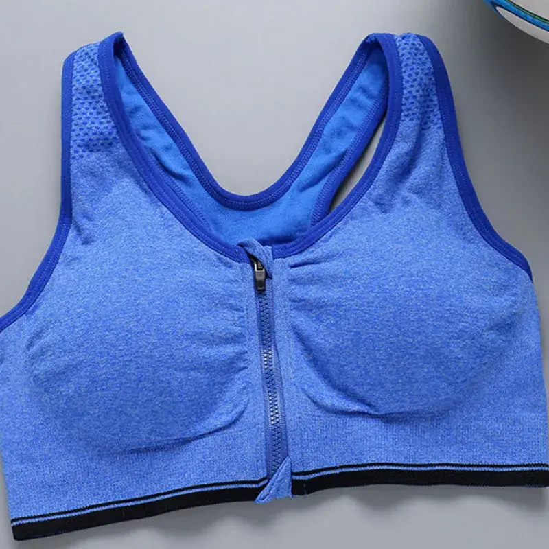 Front Zipper Sports Bra Black Adjustable Gym Wear - Image 3