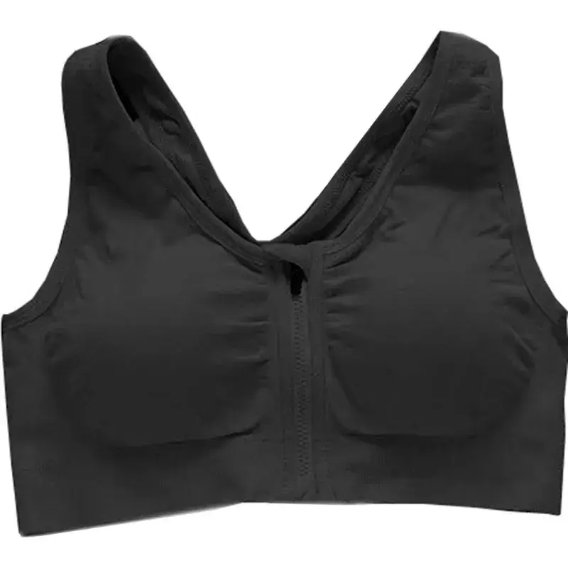 Front Zipper Sports Bra Black Adjustable Gym Wear - Image 4