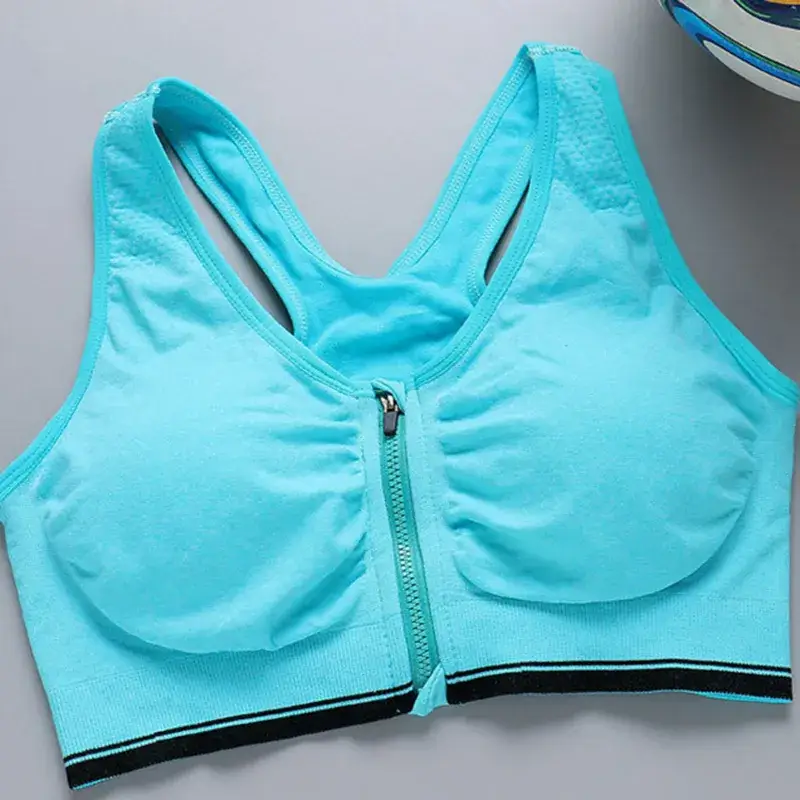 Front Zipper Sports Bra Black Adjustable Gym Wear - Image 8