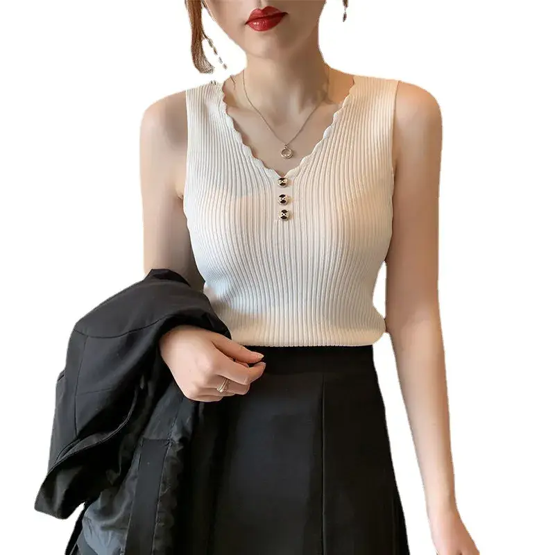 2021 Summer Ice Silk Knitted Camisole Vest Women - Image 8
