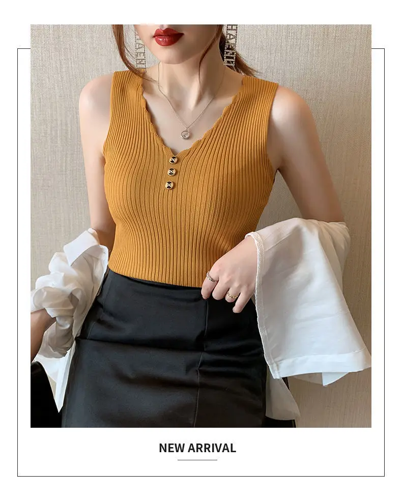 2021 Summer Ice Silk Knitted Camisole Vest Women — feature 18