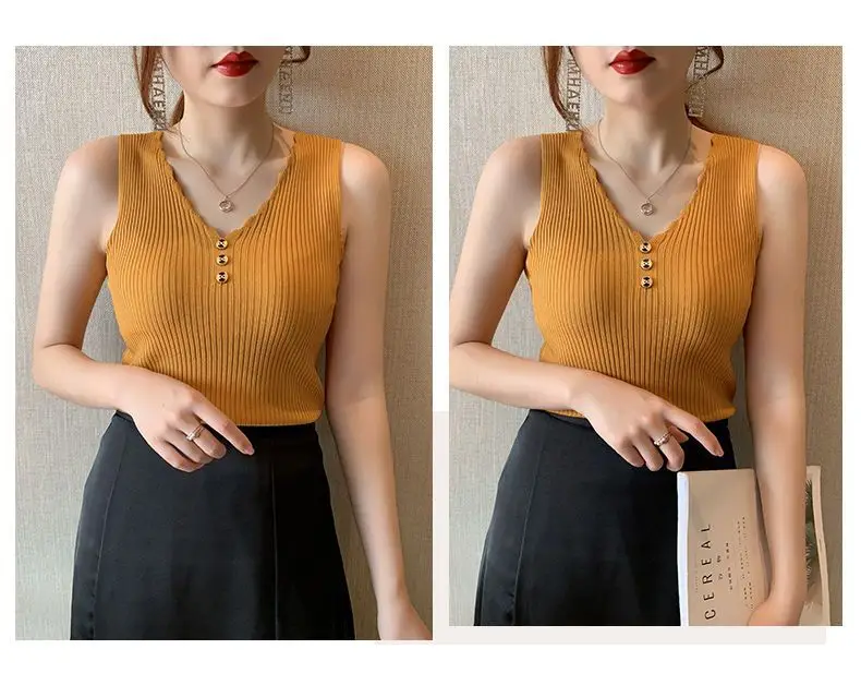 2021 Summer Ice Silk Knitted Camisole Vest Women — feature 19