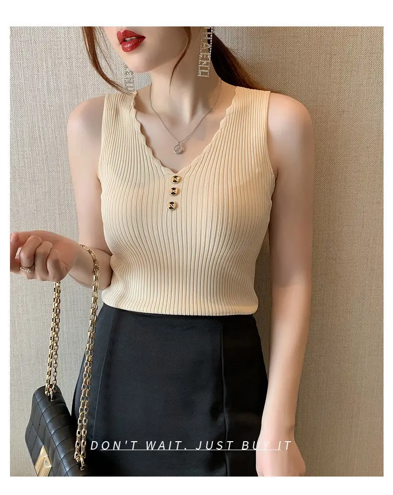 2021 Summer Ice Silk Knitted Camisole Vest Women — feature 24