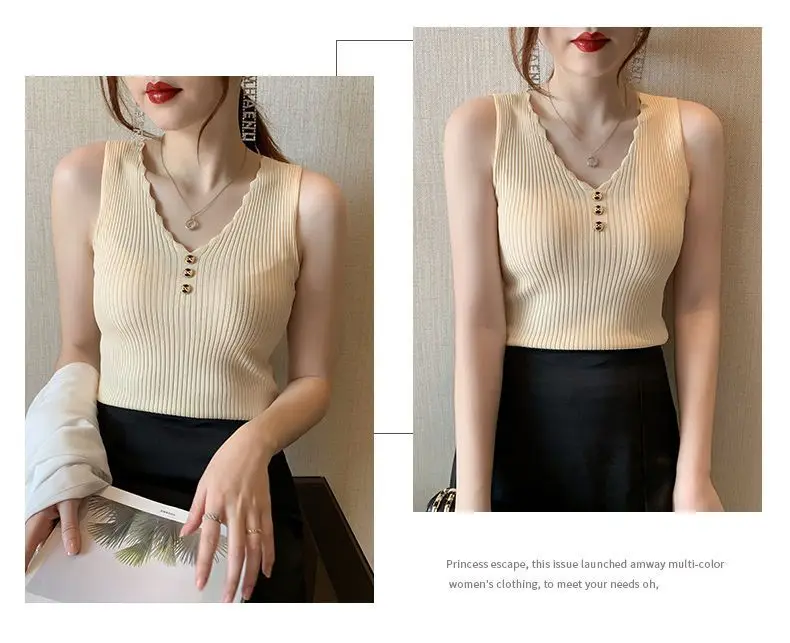2021 Summer Ice Silk Knitted Camisole Vest Women — feature 26