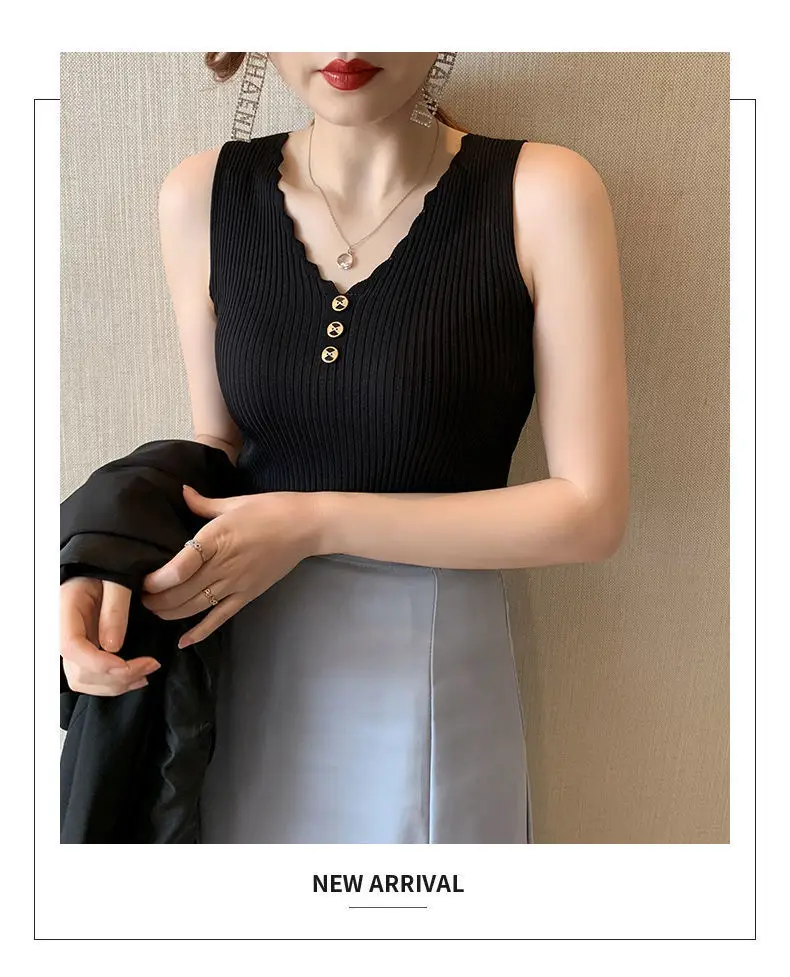 2021 Summer Ice Silk Knitted Camisole Vest Women — feature 28