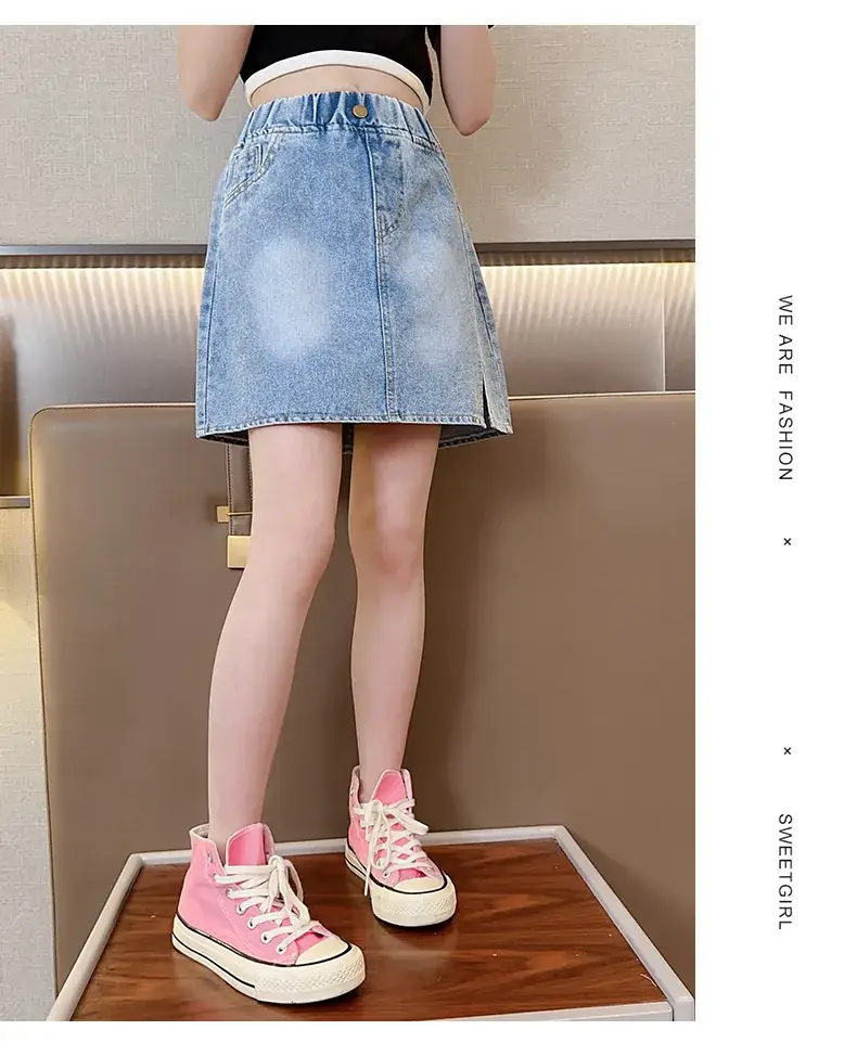 Girls Denim Skirt Medium Large Western Style — feature 11