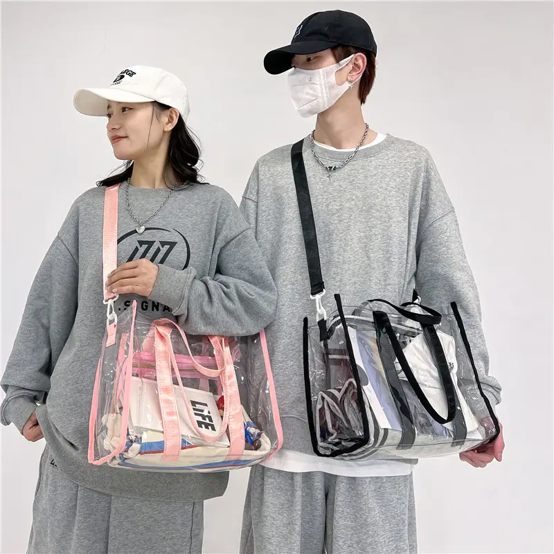 Pvc Transparent Women's Shoulder Messenger Bag Pink - Image 6