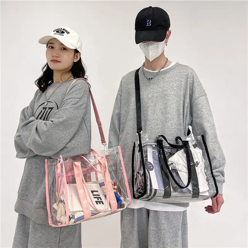 Pvc Transparent Women's Shoulder Messenger Bag Pink - Image 7