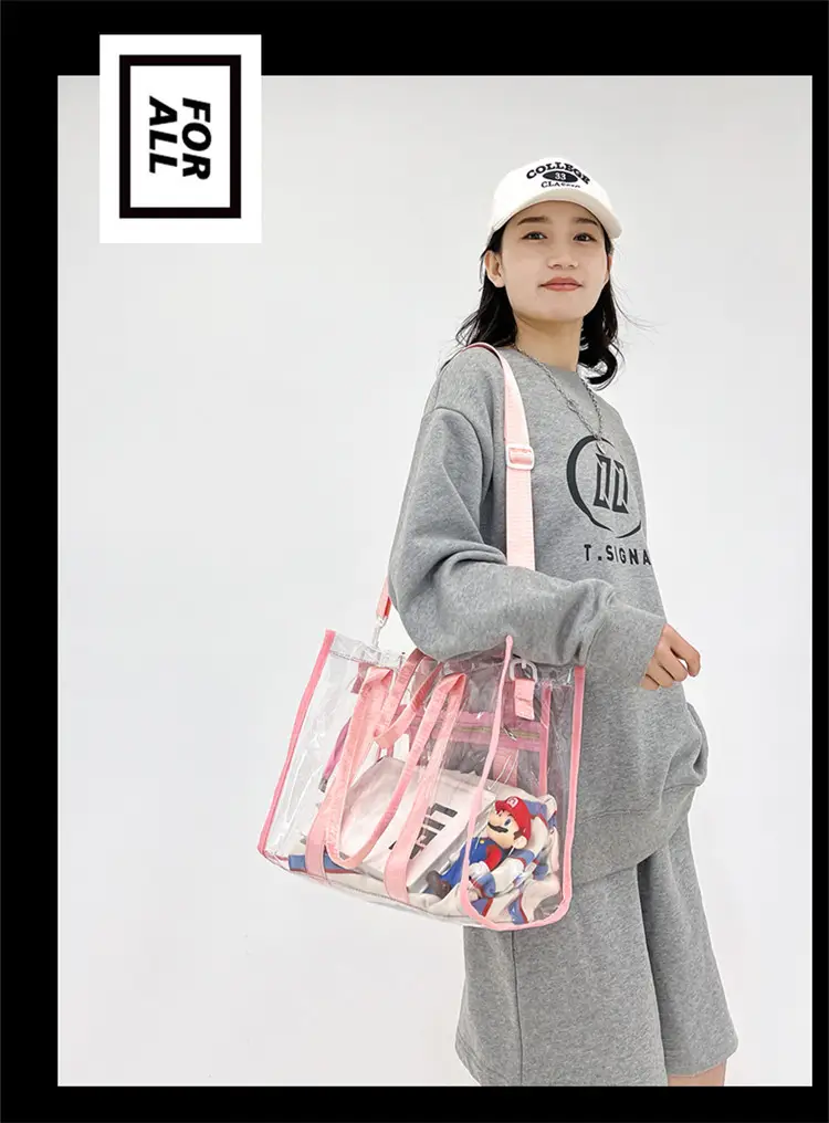 Pvc Transparent Women's Shoulder Messenger Bag Pink — feature 15