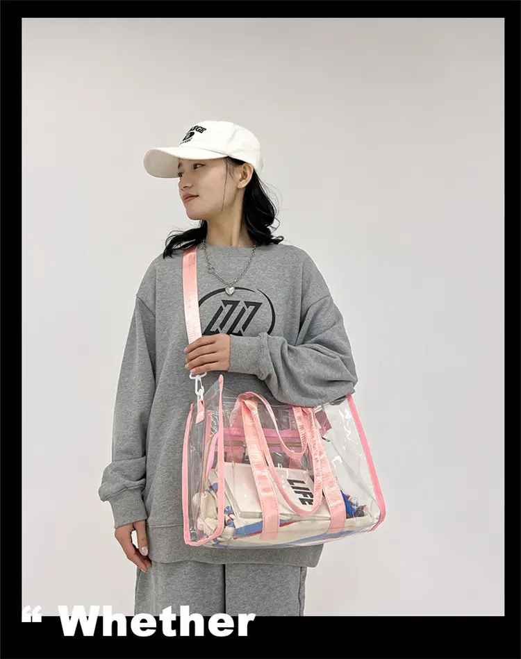 Pvc Transparent Women's Shoulder Messenger Bag Pink — feature 17